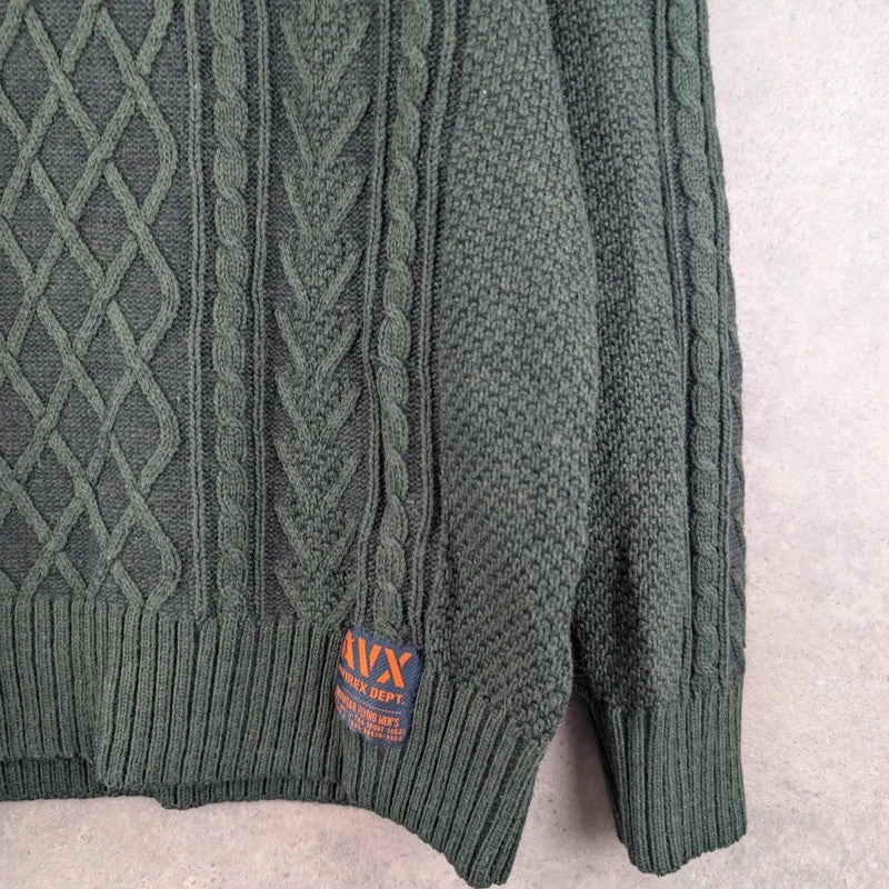 Avirex Jumper Mens Large L Green Knitted Pullover