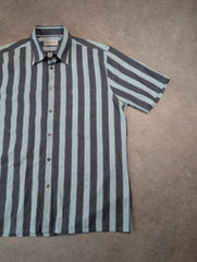 Yves Saint Laurent YSL Shirt Men’s Large Blue Striped Short Sleeve Designer