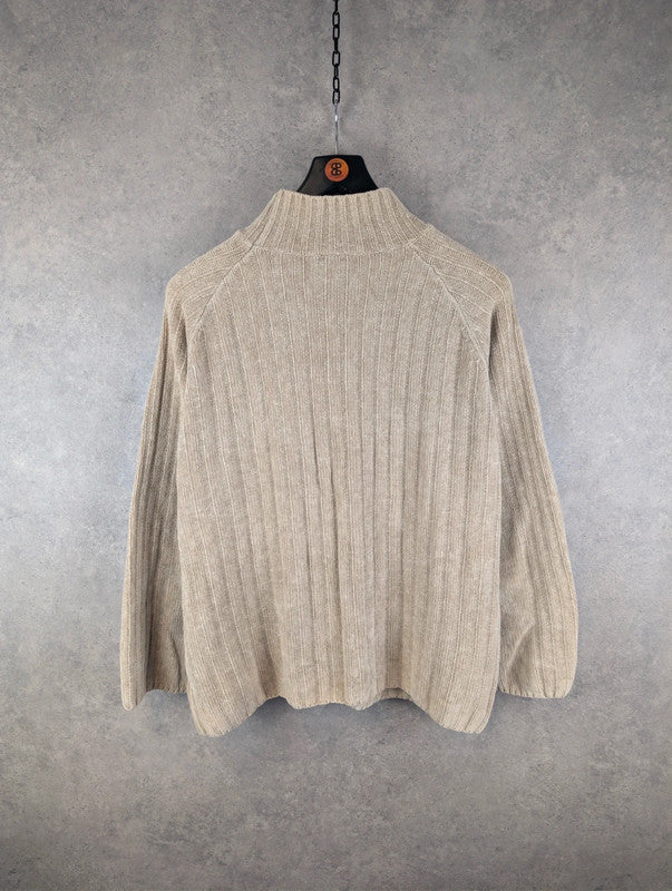 Next Jumper Mens L Large Beige Vintage 90s Knitted Pullover Cotton