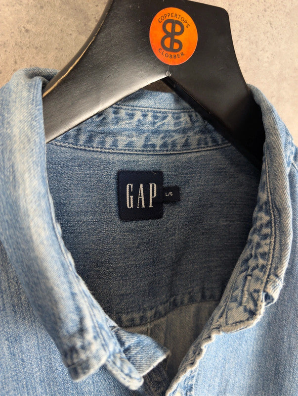 Gap Shirt Mens Large L Blue Vintage Denim Cotton Long Sleeve
