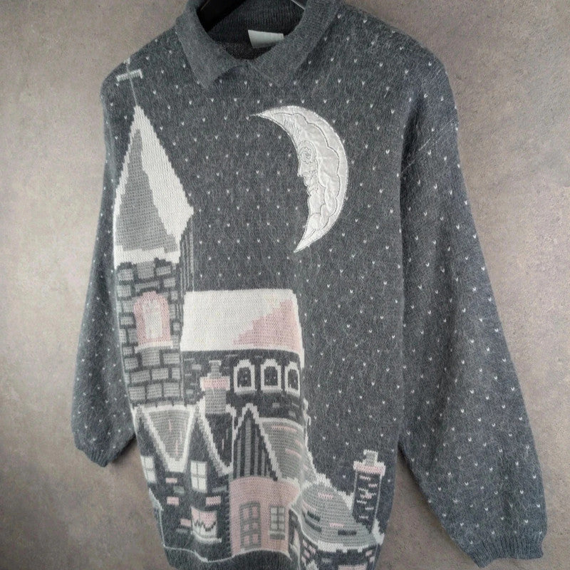 Nicolucchi Jumper Womens Large L Grey Knitted Pullover