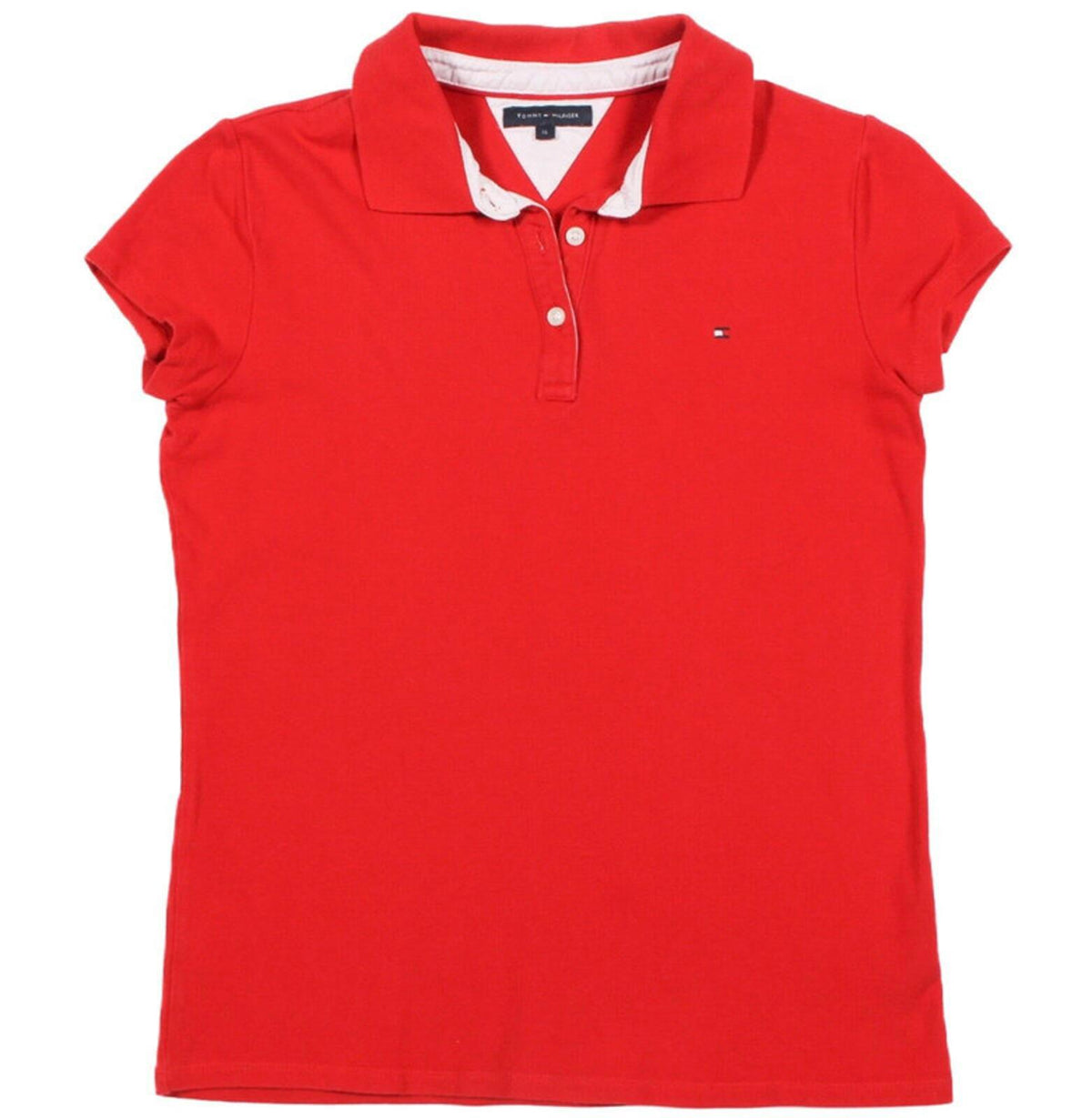 Tommy Hilfiger Polo Shirt Womens Small S Red Short Sleeve