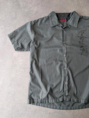 Whispering Smith Shirt Men’s Large Grey Y2K Short Sleeve Button Up Skate