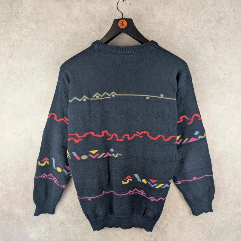 Moda Massimo Jumper Mens Large L Navy Knitted Vintage Cotton Italy