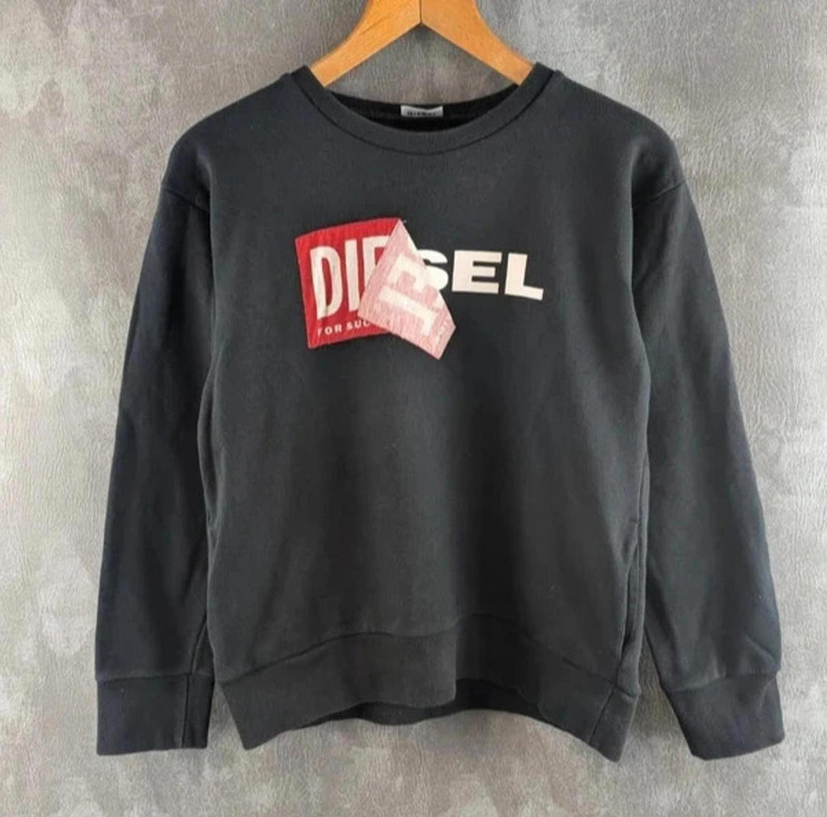 Diesel Jumper Mens Small S Black Cotton Pullover