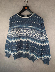 Vintage Jumper Mens XL Extra Large Blue Retro Pullover