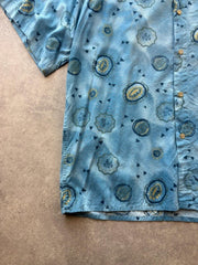Vintage 1990s Shirt Men’s Large Blue Abstract Pattern Short Sleeve Retro