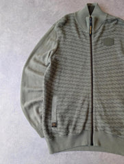 PME Legend Full Zip Knitted Jumper Men’s Medium Khaki Textured Casual