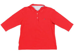 Tommy Hilfiger Polo Shirt 3/4 Sleeve Large L Red