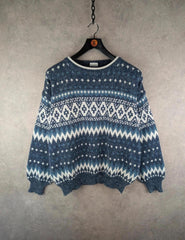 Vintage Jumper Mens XL Extra Large Blue Retro Pullover