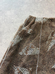 Y2K Midi Skirt Women’s Small Brown Animal Print Tulle Lace Boho