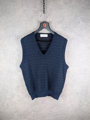 St Michael Vest Mens Large L Navy Knitted Pullover Vintage 90s