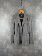 Max Mara Jacket Womens Extra Small XS Weekend Linen/Wool Herringbone Blazer Grey