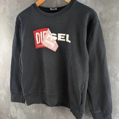 Diesel Jumper Mens Small S Black Cotton Pullover