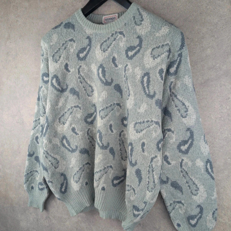 Rodrigo Jumper Mens Medium M Vintage Paisley Knitted Italian