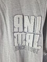 Animal Polo Shirt Mens Medium M Grey Y2K Short Sleeve