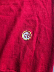 Vintage 1970s Spanish Cycling Jersey Men’s Large Red Black Knitted Retro