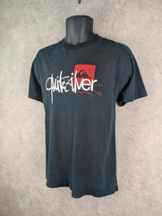 Quiksilver T-Shirt Mens M Medium Black Y2K Print Surf Wear Short Sleeve