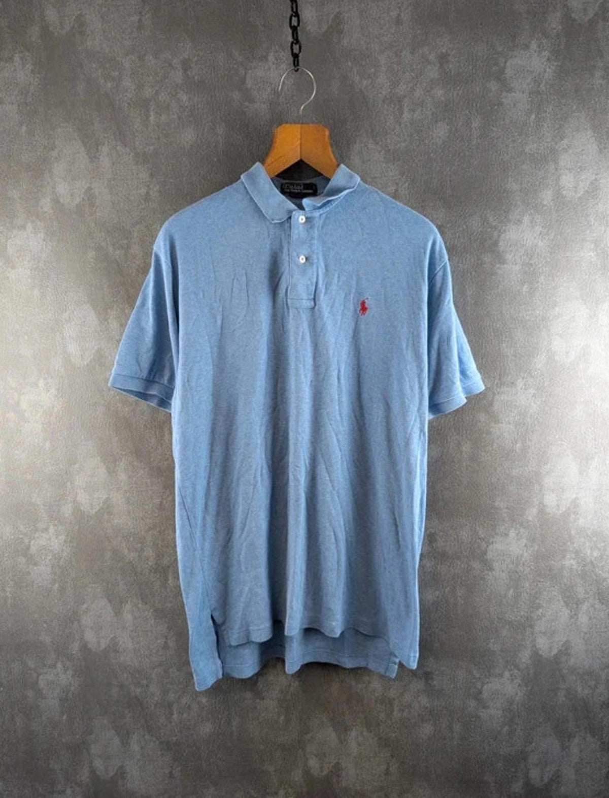 Ralph Lauren Polo Shirt Mens Medium M Blue Vintage 90s Short Sleeve