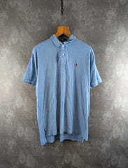 Ralph Lauren Polo Shirt Mens Medium M Blue Vintage 90s Short Sleeve