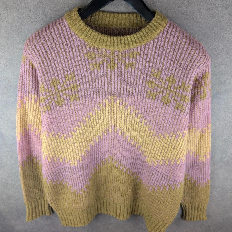 Hand Knitted Jumper Womens 2XL XXL Lilac Pullover