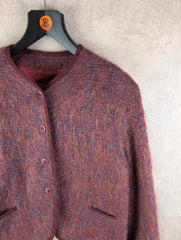 Reldan Cardigan Womens Medium M Burgundy Vintage Wool Mohair