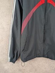 Adidas Jacket Mens M Medium Black Y2K Hooded Full Zip