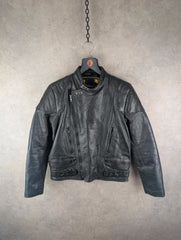 Vintage Motorcycle Leather Jacket Mens Small S Black Vintage 90s