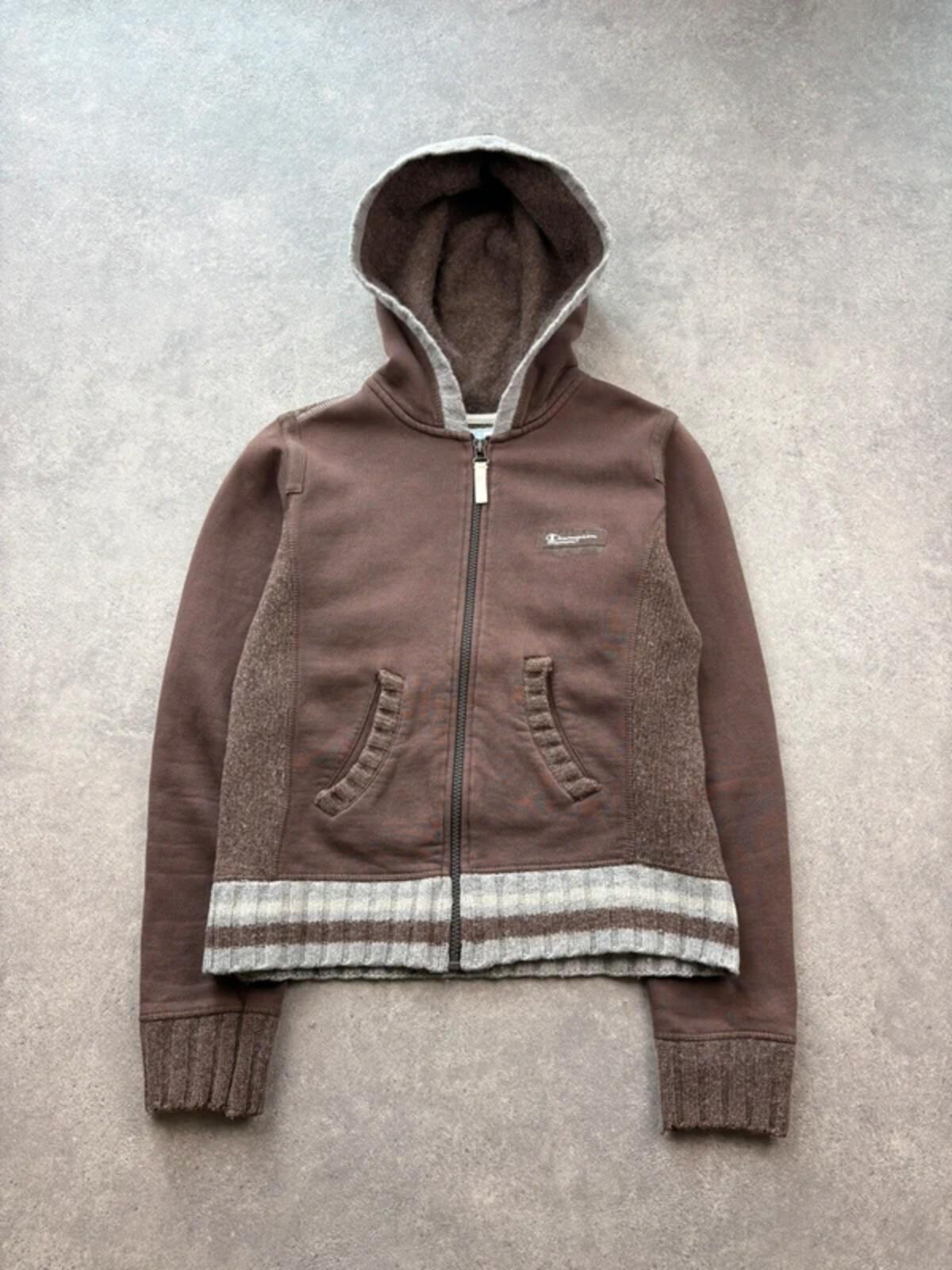 Champion Hoodie Women’s Small Y2K Brown Zip Up Skate Surf Hooded Jacket