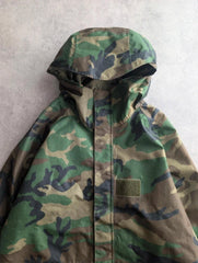 Italian Military Waterproof Jacket Men's XL Camouflage Hooded Army Outdoor
