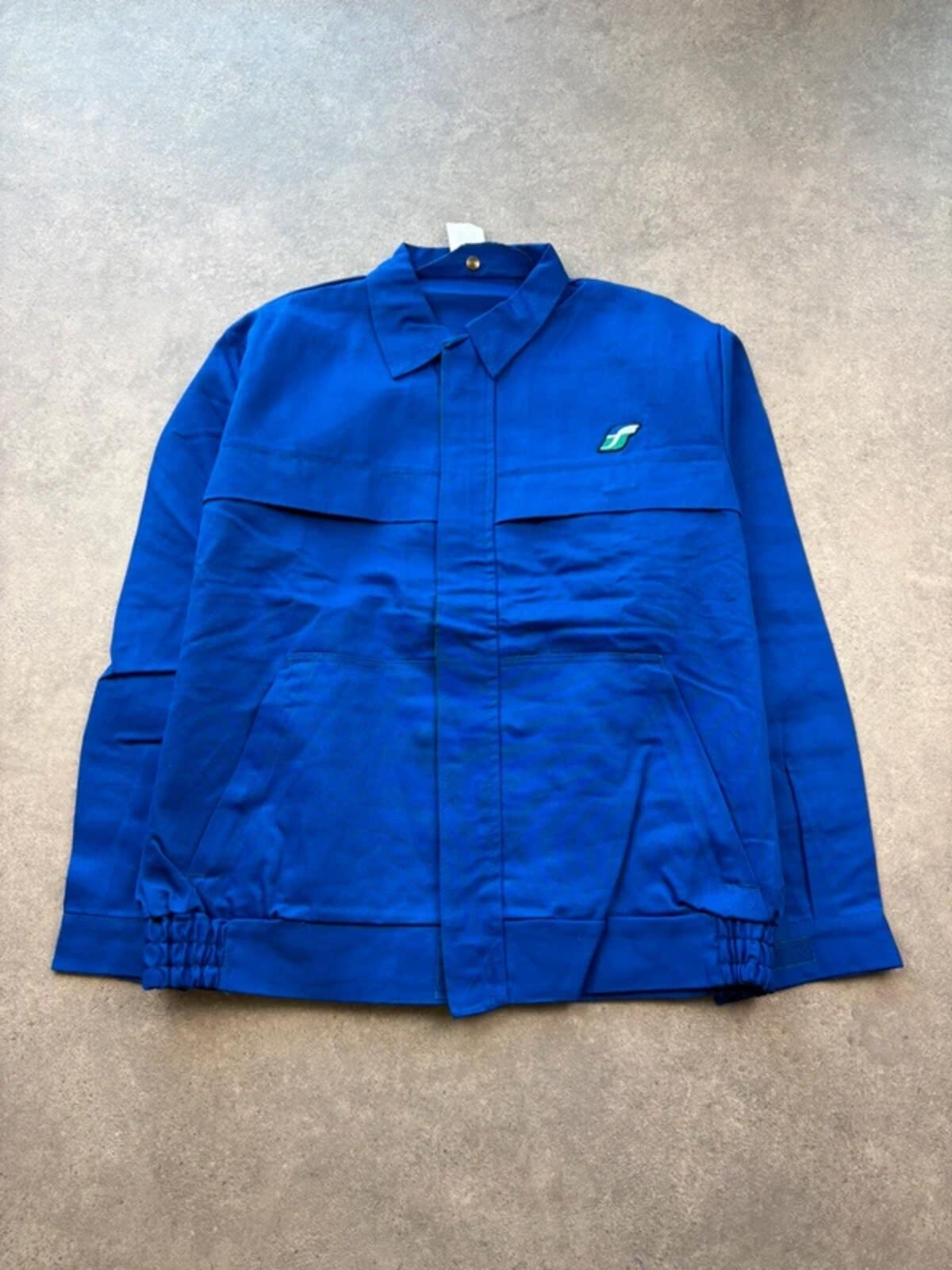 Vintage Italian Utility Jacket Men’s Large Blue Workwear Full Zip Cotton