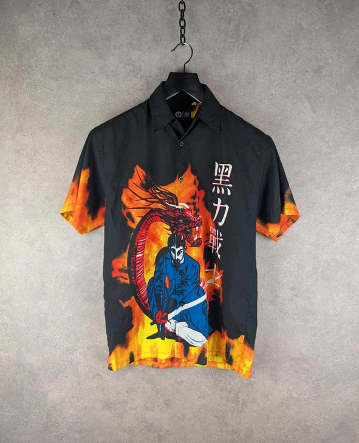 Here & There Shirt Mens M Medium Graphic Japanese Style Print Short Sleeve