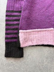 Y2K Jumper Women’s Small Purple Black Goth Punk V Neck Stretch Knitted Sweater