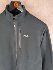 Fila Jumper Mens Medium M Black Fleece Vintage Full Zip