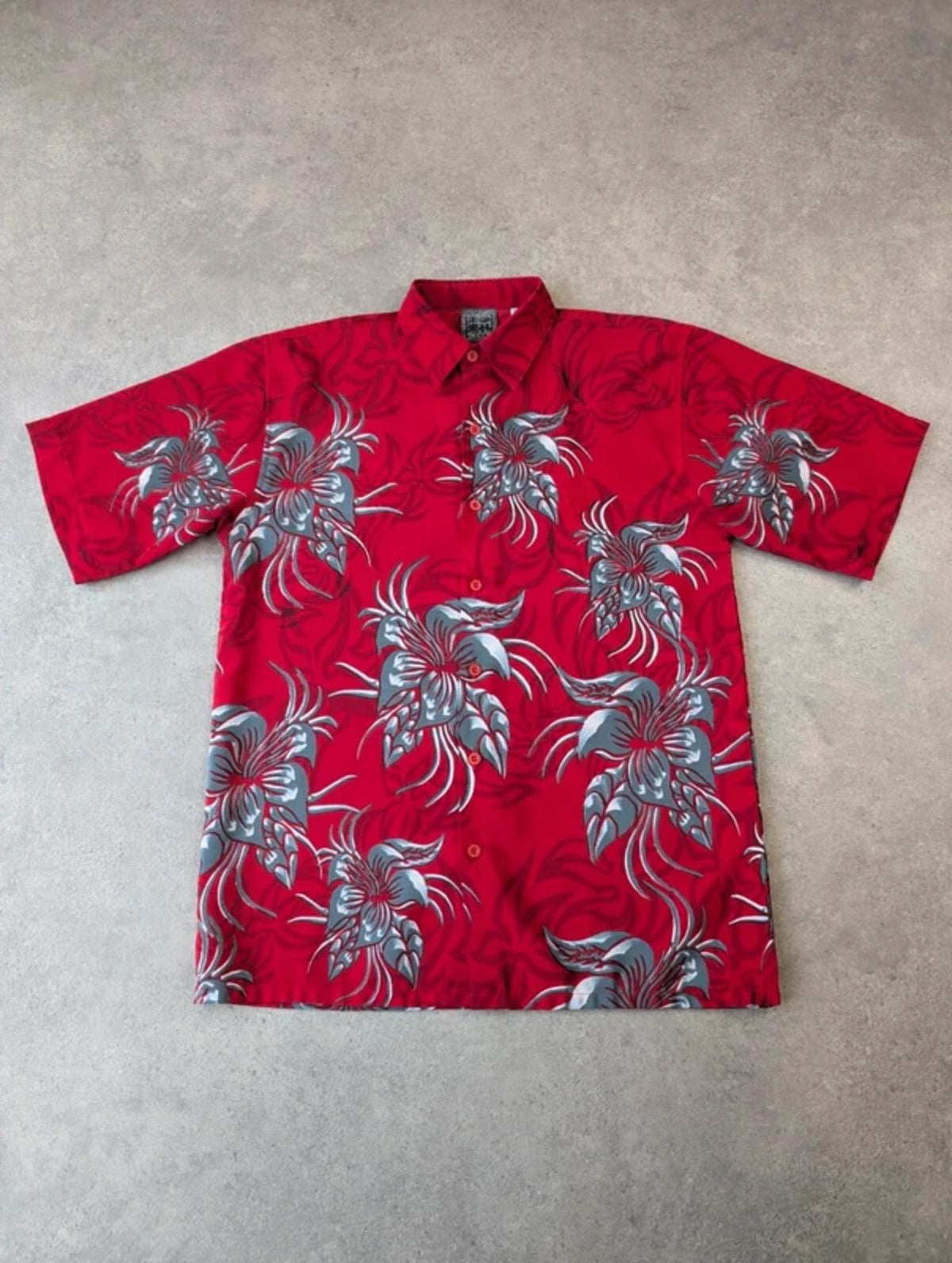 Y2K Japanese Shirt Mens Small Short Sleeve Button Up Floral Festival Skater