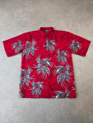 Y2K Japanese Shirt Mens Small Short Sleeve Button Up Floral Festival Skater