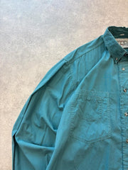 Vintage 1990s Button Up Shirt Men’s Large Green Long Sleeve Casual Workwear