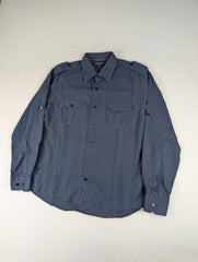 Rockport Shirt Mens Large Y2K Utility Button Up Long Sleeve Grey Casual