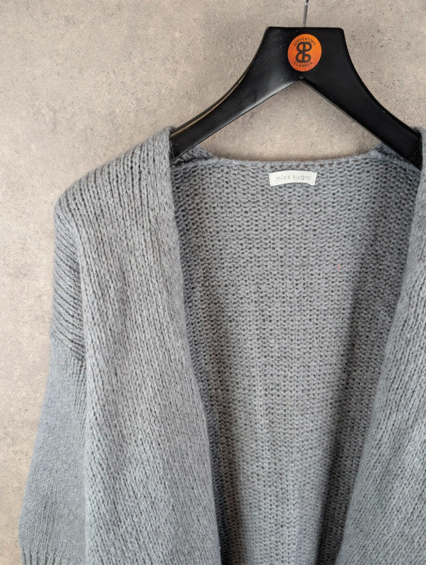 Miss Sugar Cardigan Womens Large L Grey Knitted
