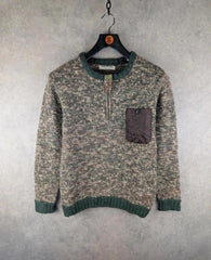 Anerkjendt Jumper Mens Medium M Brown Quarter Zip Wool