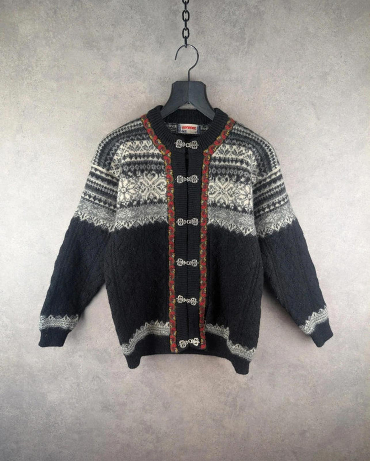 Norwear Cardigan Womens L Large Wool Vintage Fair Isle