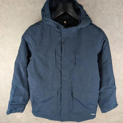 Lands End Coat Womens L Large Navy Hood Padded Insulated