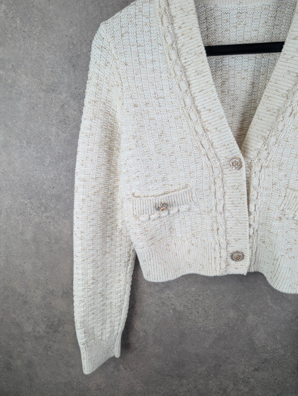 Unbranded Cardigan Womens Small S Cream Cotton