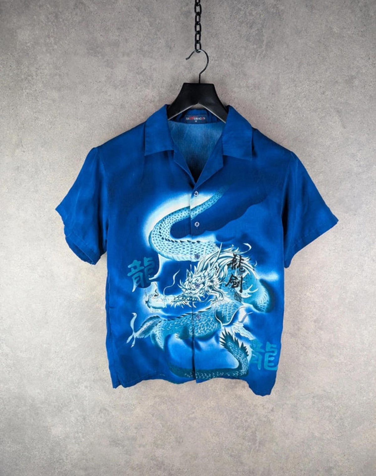 Snow Dragon Shirt Mens M Medium Blue Y2K Dragon Print