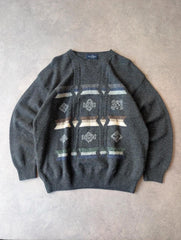 Malagrida Knitted Pullover Jumper Men’s Large Grey Vintage Wool Boxy Italian