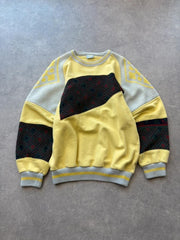 Vintage 1980s Kappa Pullover Jumper Men’s Medium Yellow Cotton Sweatshirt Retro