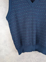 St Michael Vest Mens Large L Navy Knitted Pullover Vintage 90s