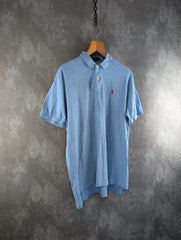 Ralph Lauren Polo Shirt Mens Medium M Blue Vintage 90s Short Sleeve