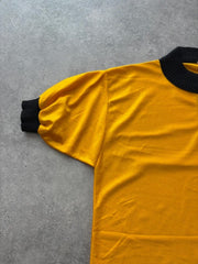 Vintage 1980s Cycling Jersey Men’s Medium Yellow Retro Racing Short Sleeve