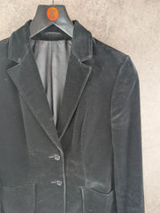 St Michael Blazer Womens Large L Black Velvet Vintage 80s